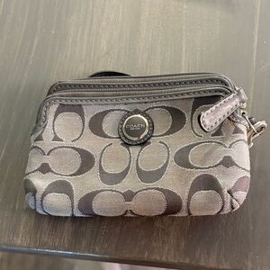 Coach Charcoal Monogram Wristlet